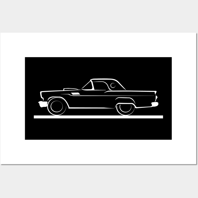 1957 Ford Thunderbird Hard Top White Wall Art by PauHanaDesign